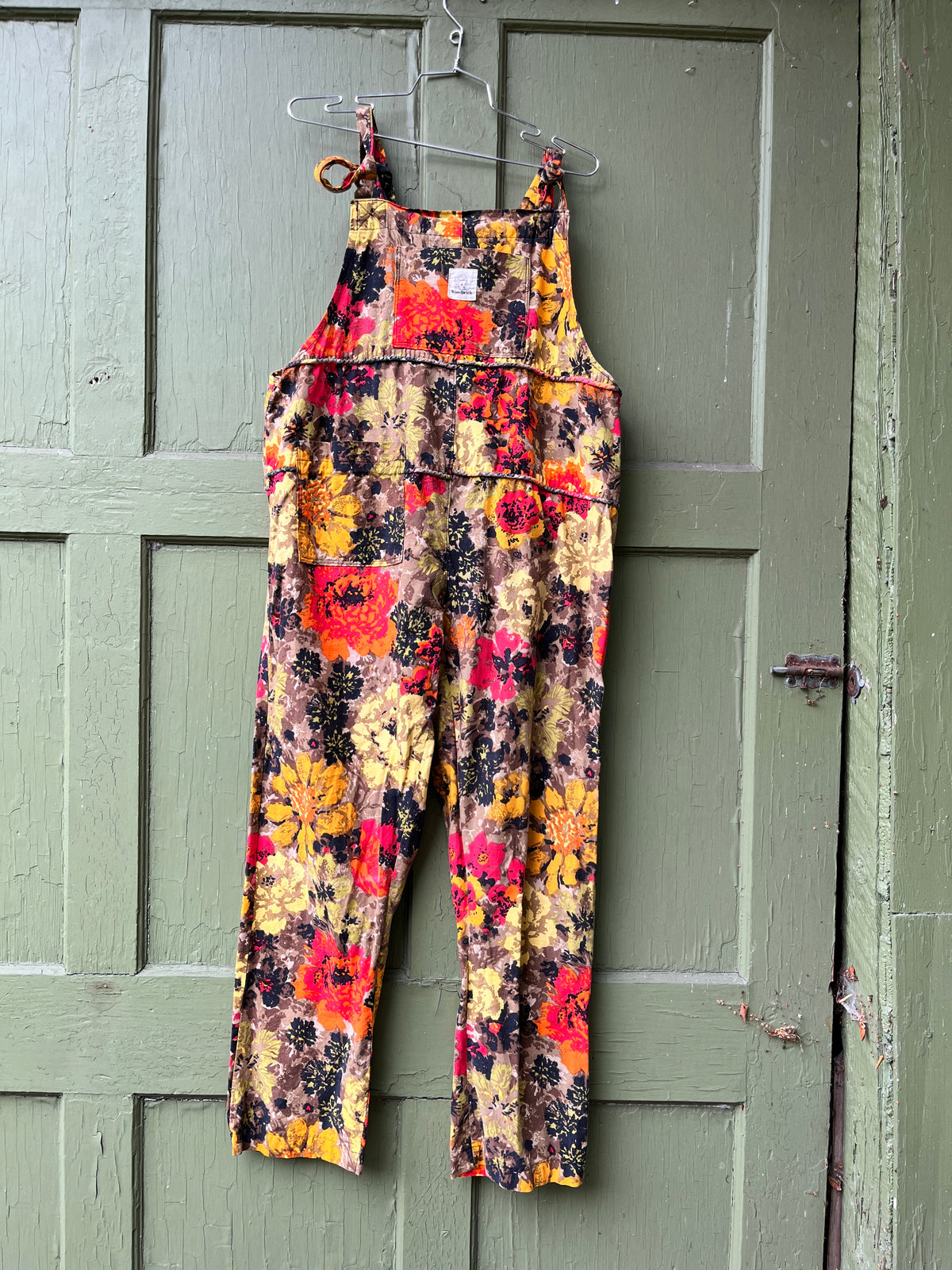 "Leaf Pile" Metallic floral Dungarees - XL