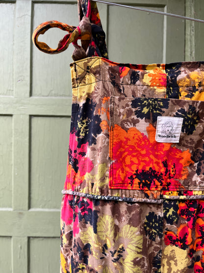 "Leaf Pile" Metallic floral Dungarees - XL