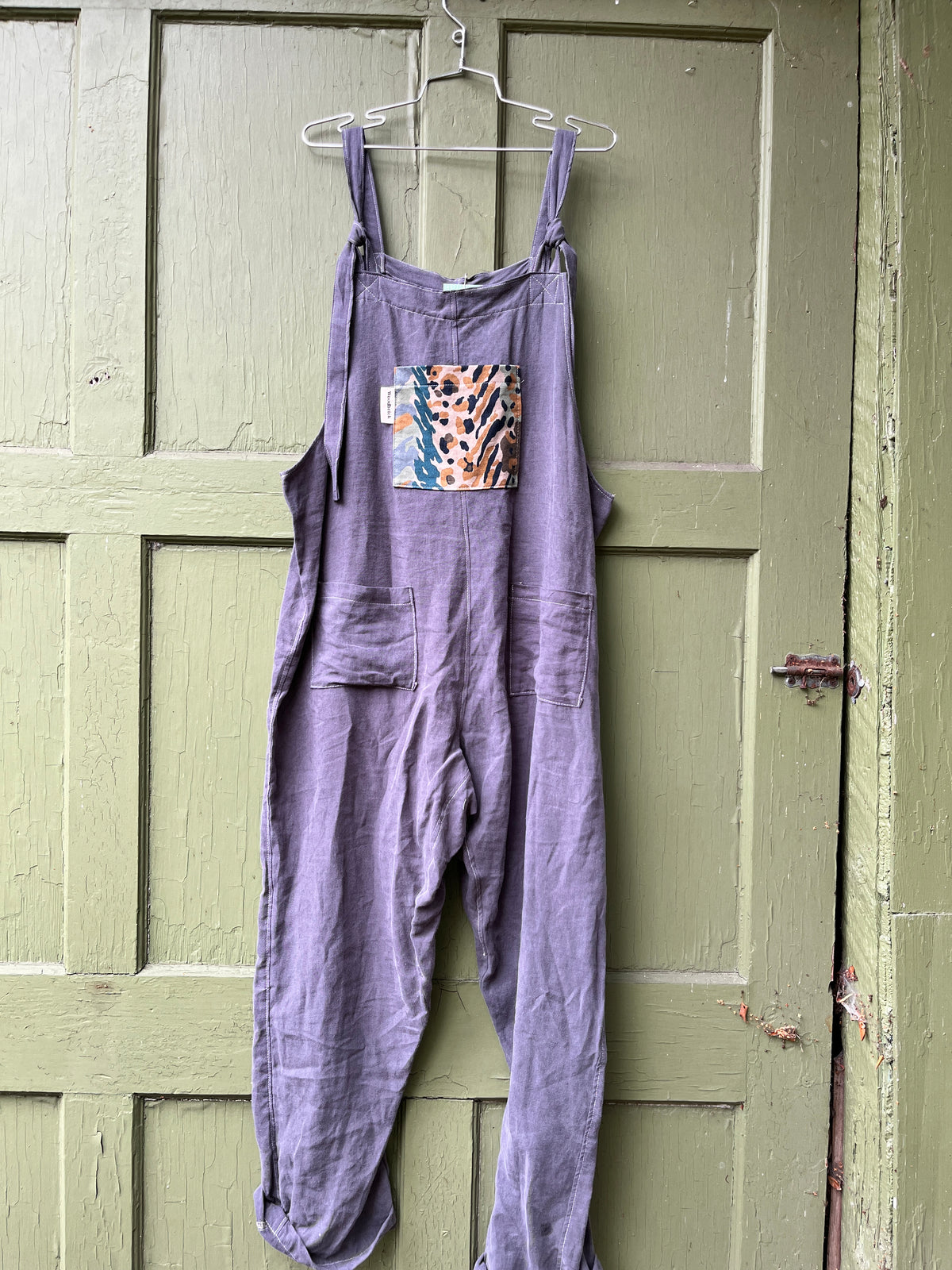 "Wood Smoke" Linen Dungarees - XL