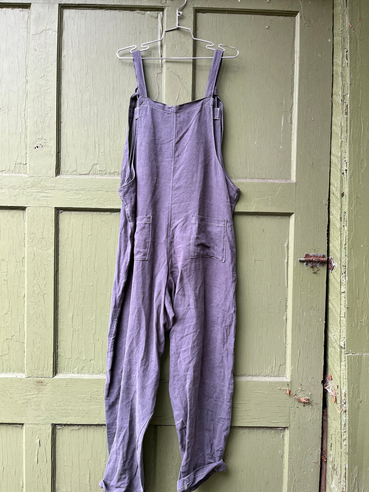 "Wood Smoke" Linen Dungarees - XL
