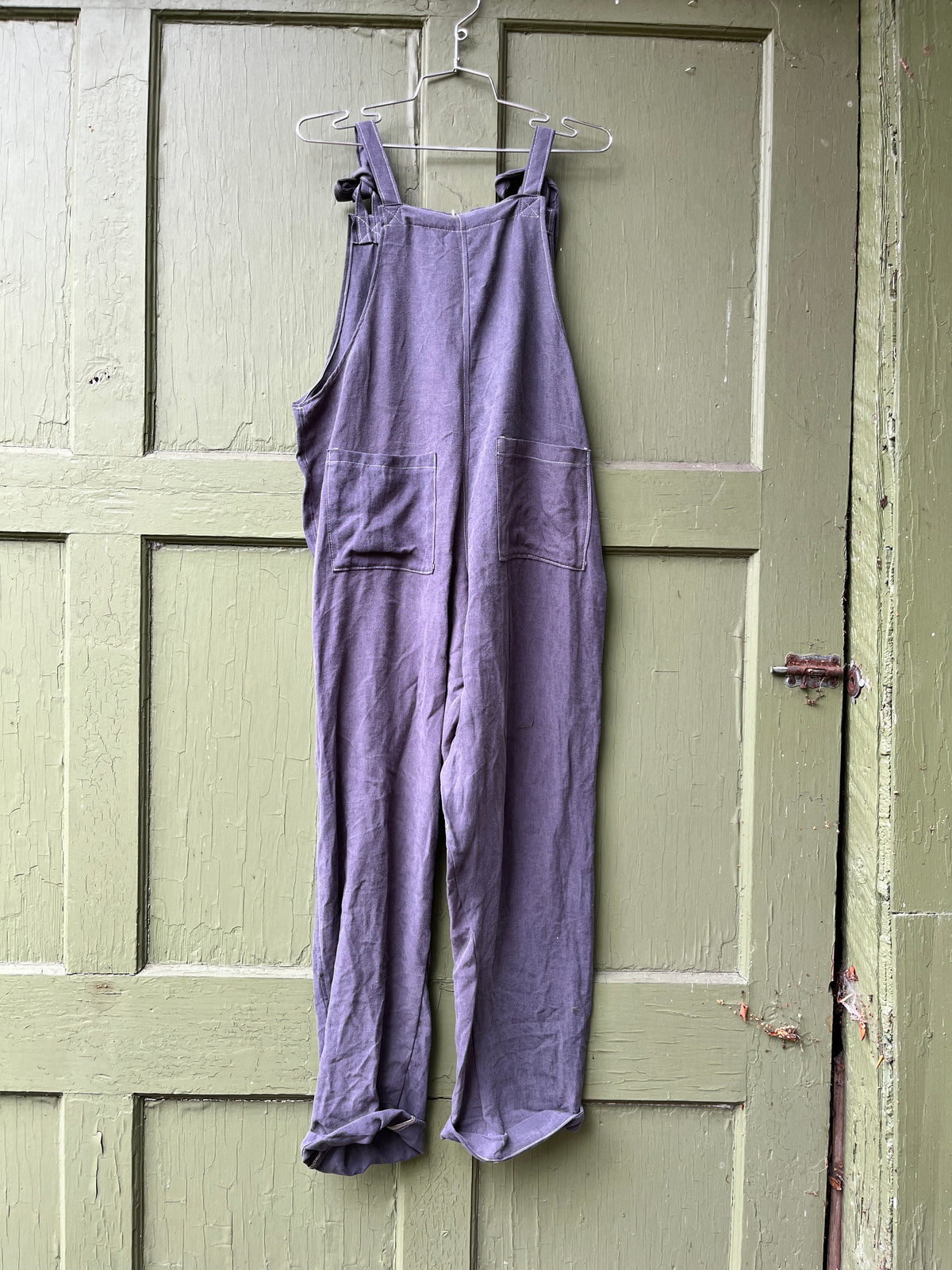 "Wood smoke" Linen Dungarees - L