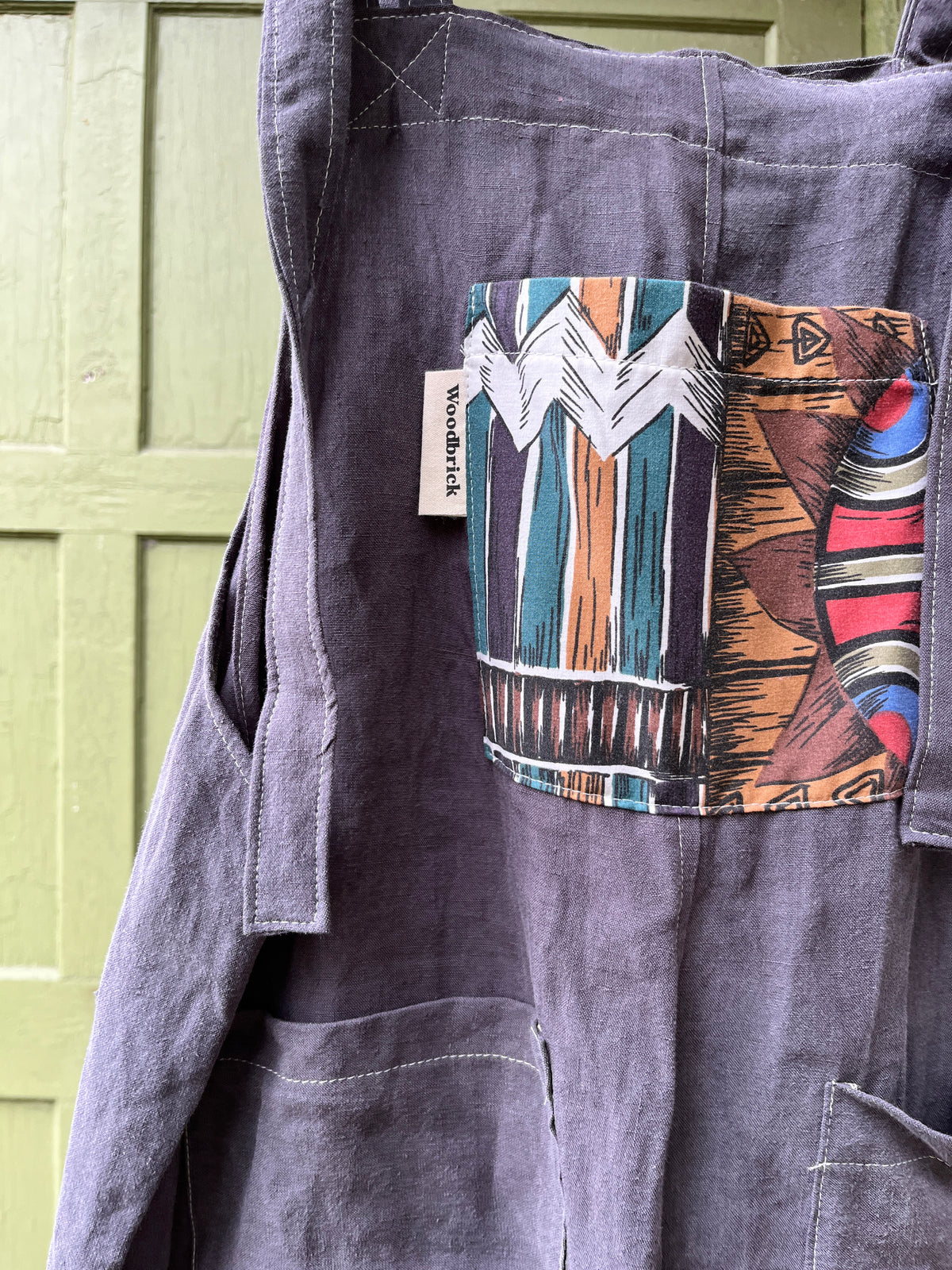 "Wood smoke" Linen Dungarees - L