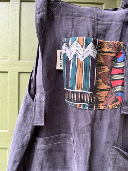 "Wood smoke" Linen Dungarees - L