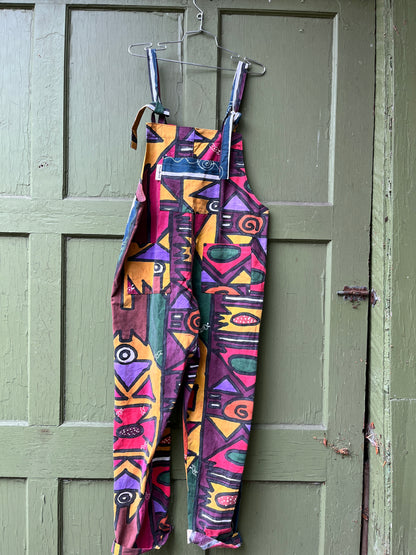 "Fall Palette" Hand-painted Dungarees - L