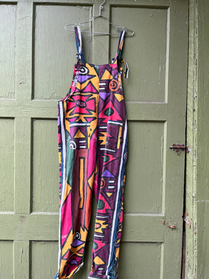 "Fall Palette" Hand-painted Dungarees - L