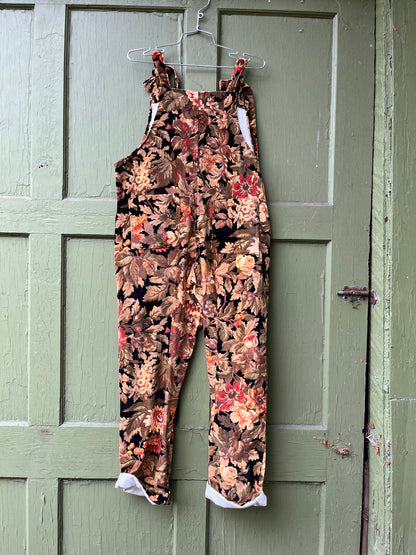"Nature's Jewels" Velvet floral Dungarees - L