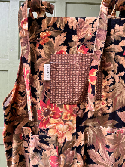 "Nature's Jewels" Velvet floral Dungarees - L