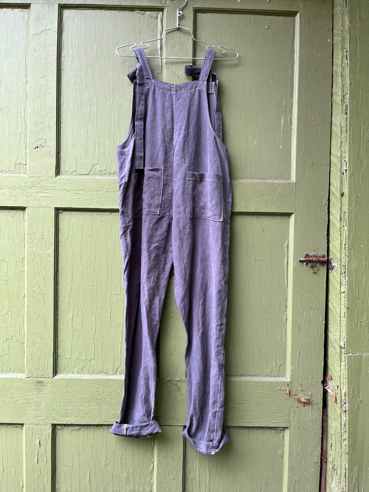 "Wood smoke" Linen Dungarees - M