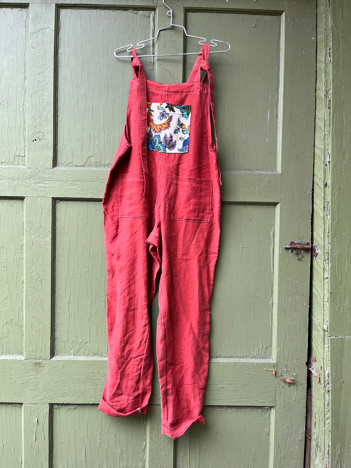 "Rust" Linen Dungarees - M