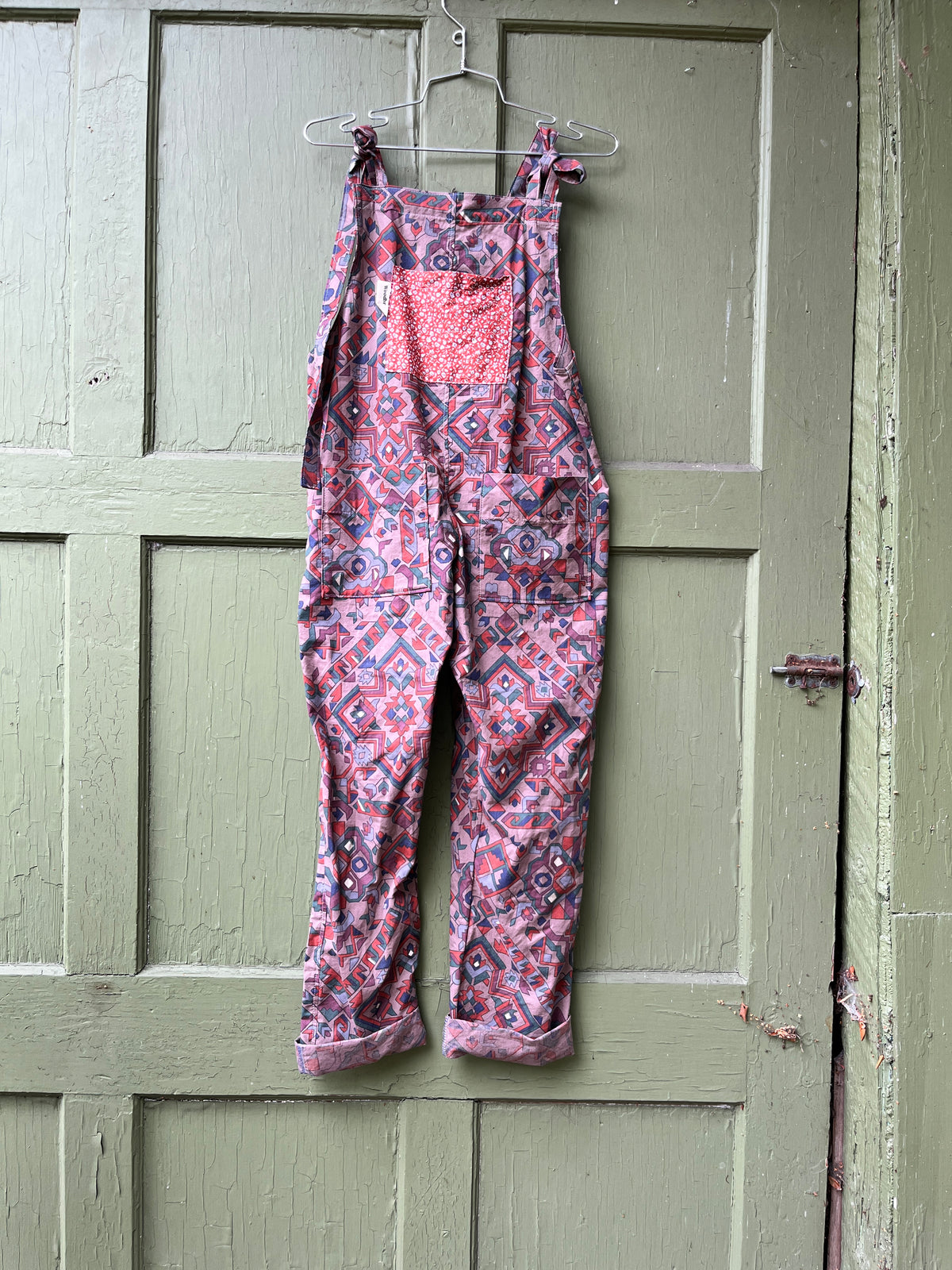 "Geometric "Upcycled Dungarees - XS