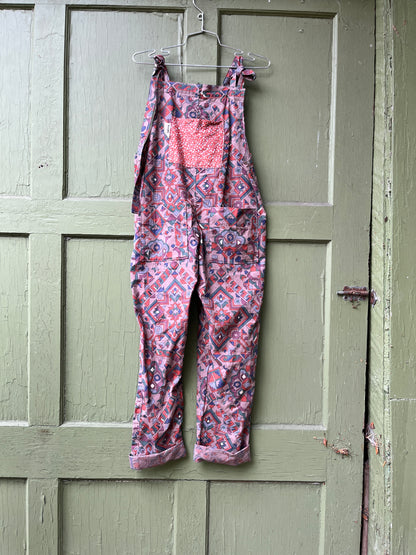 "Geometric "Upcycled Dungarees - XS