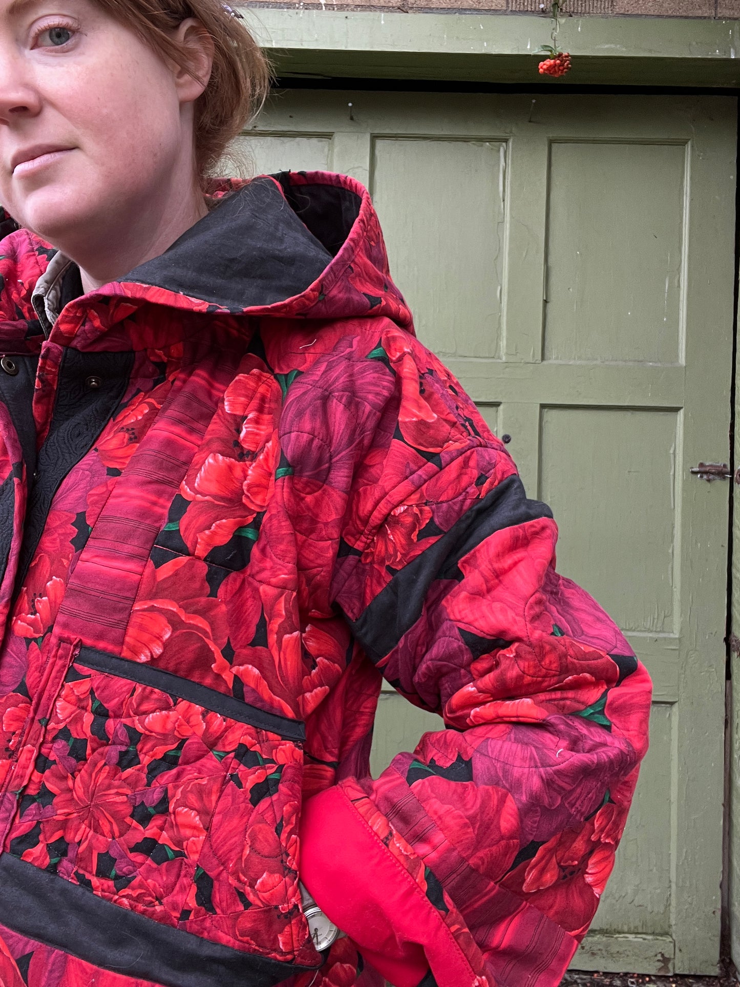 "To Grandmother's House" Hooded Quilt Coat - XL