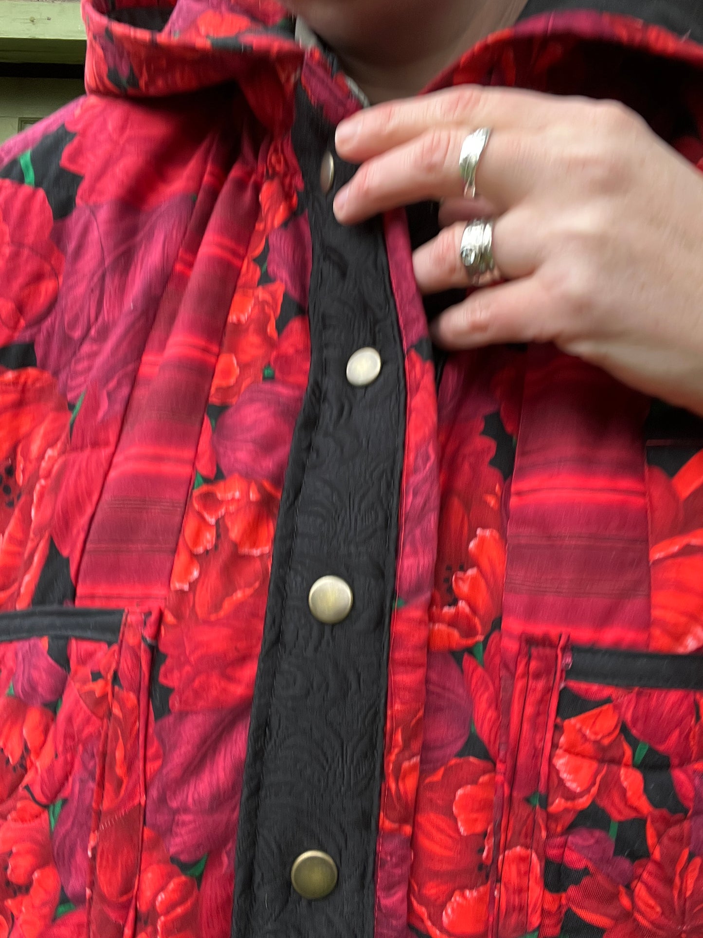 "To Grandmother's House" Hooded Quilt Coat - XL