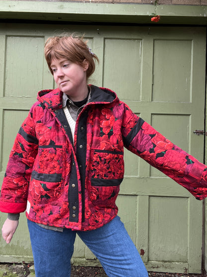 "To Grandmother's House" Hooded Quilt Coat - XL