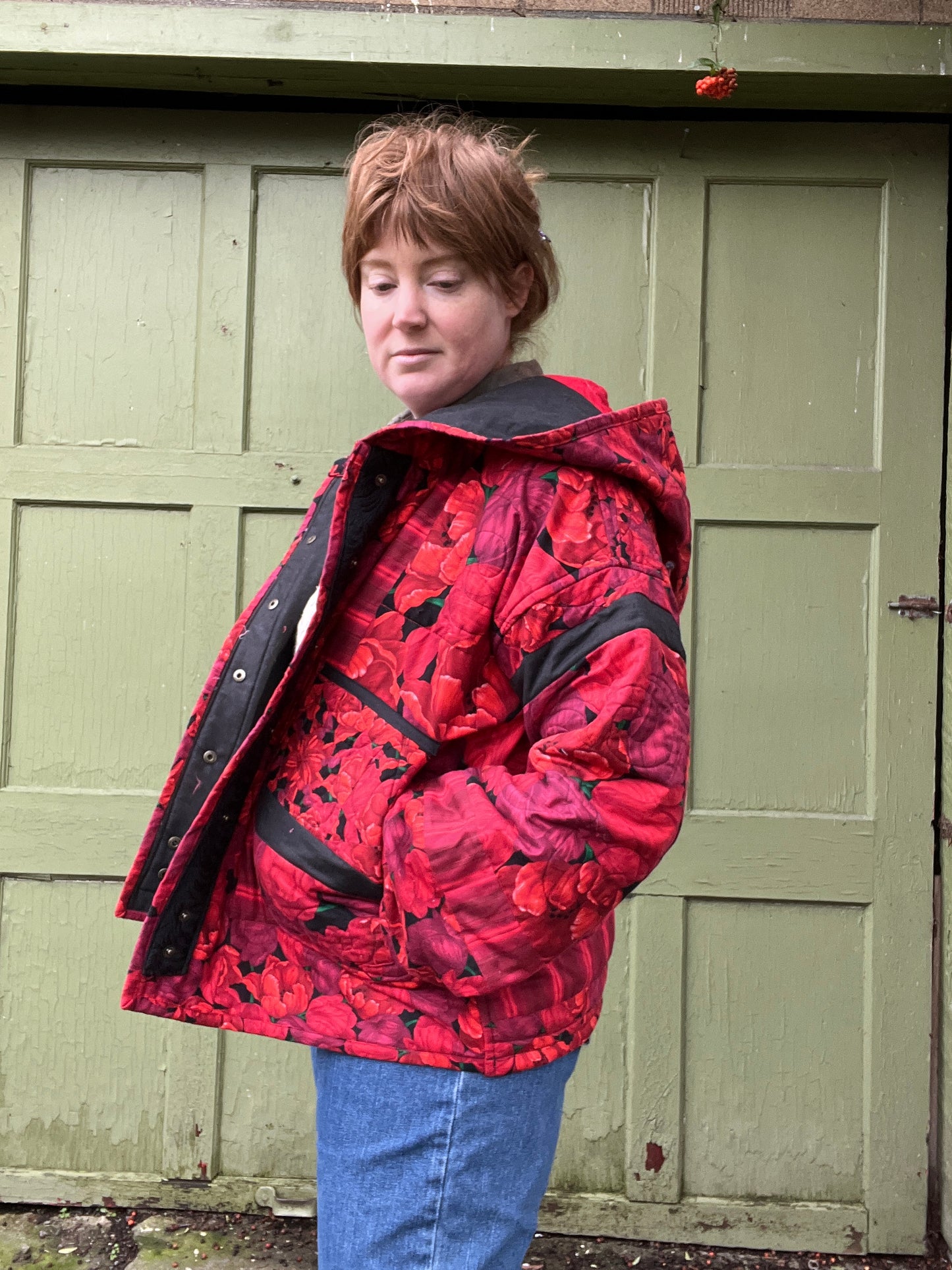 "To Grandmother's House" Hooded Quilt Coat - XL