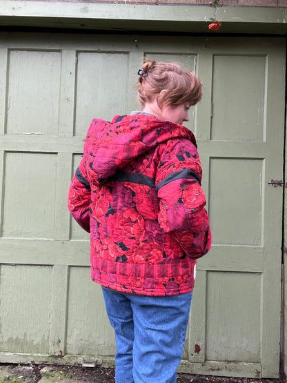 "To Grandmother's House" Hooded Quilt Coat - XL