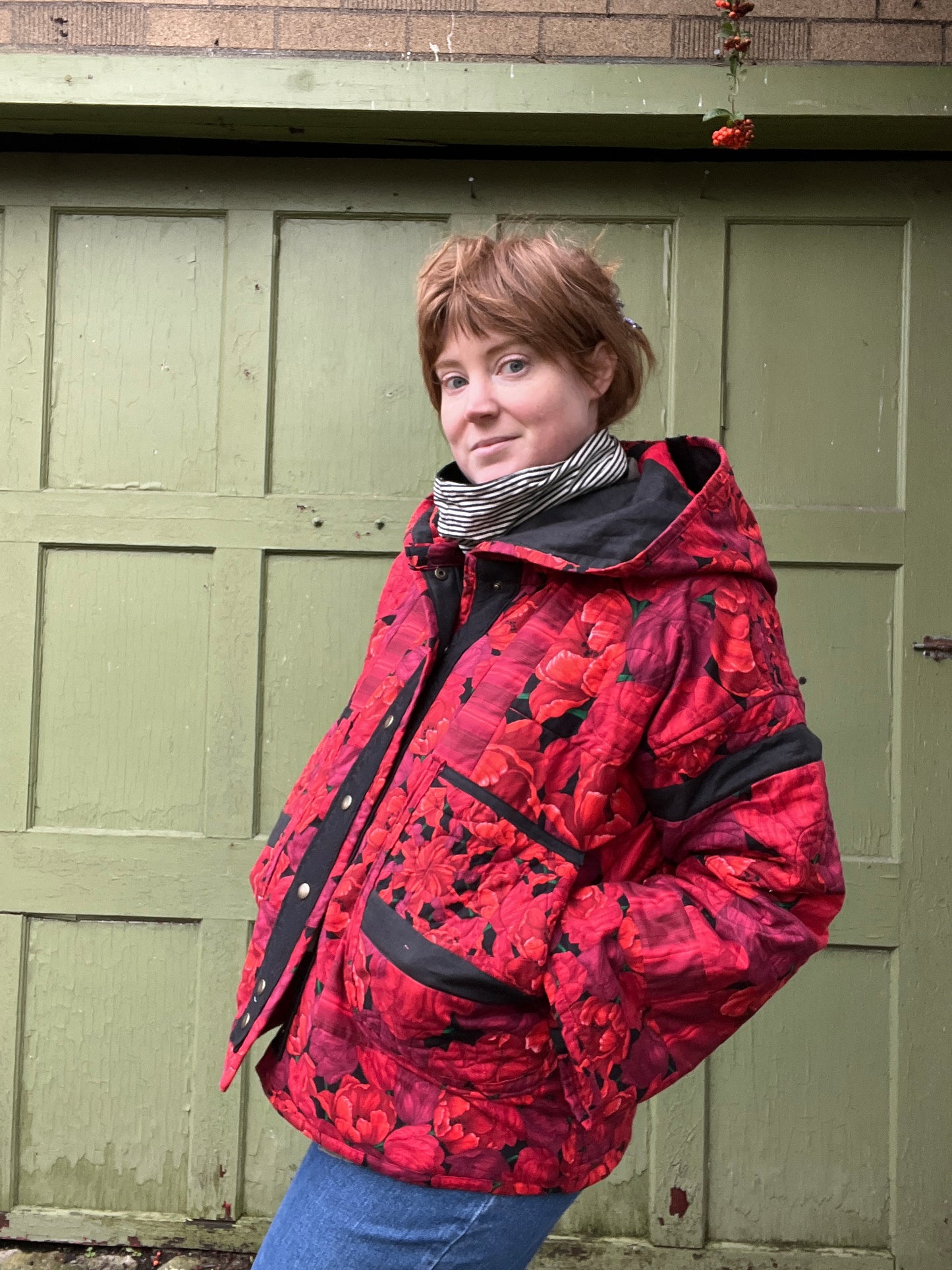 "To Grandmother's House" Hooded Quilt Coat - XL