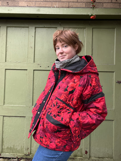 "To Grandmother's House" Hooded Quilt Coat - XL