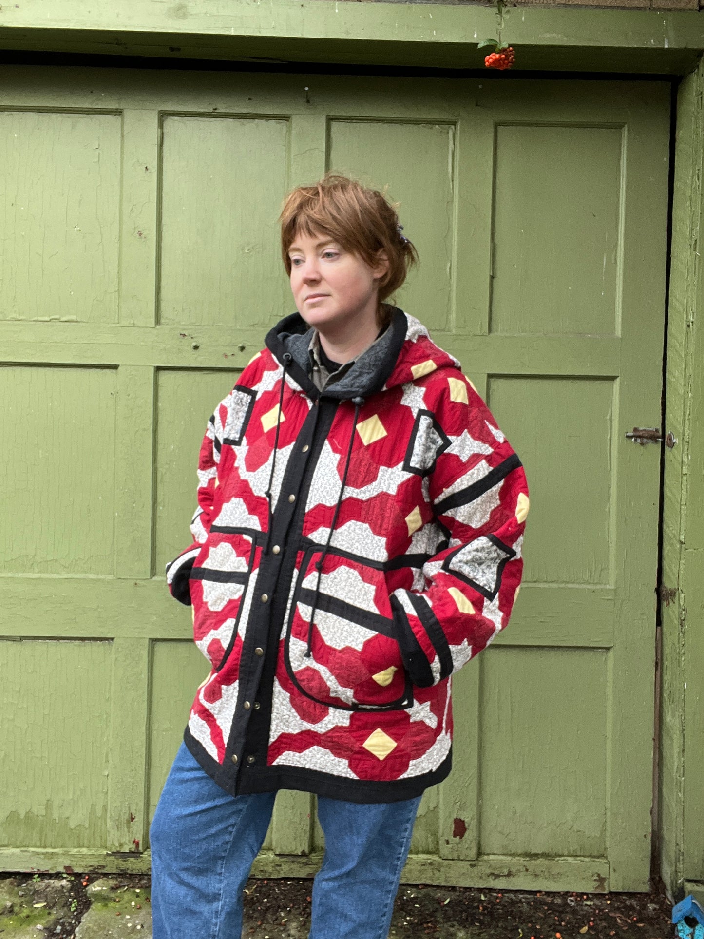 "Hood in the Woods" - Hooded Quilt Coat -L/XL