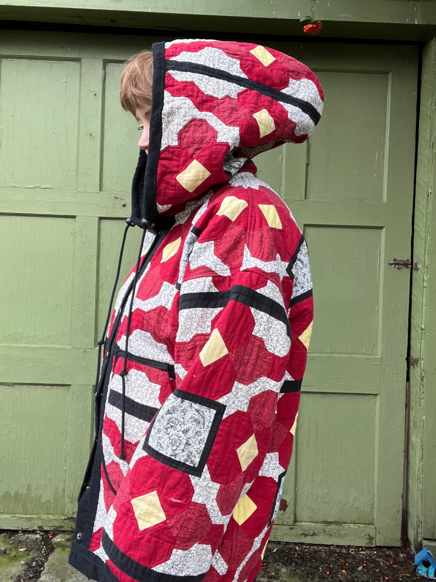"Hood in the Woods" - Hooded Quilt Coat -L/XL