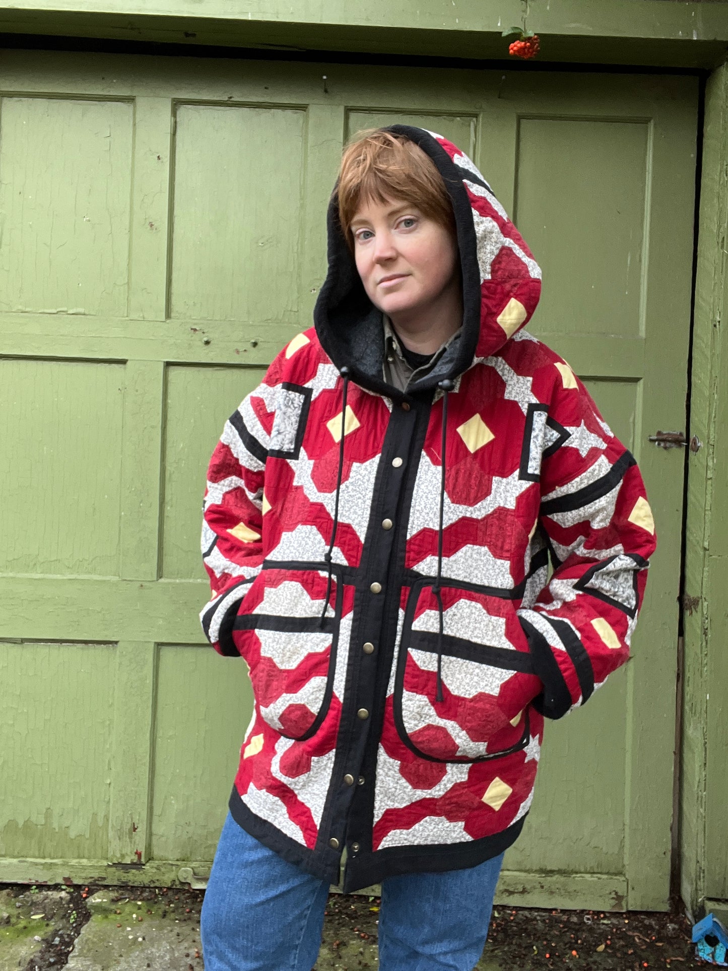 "Hood in the Woods" - Hooded Quilt Coat -L/XL