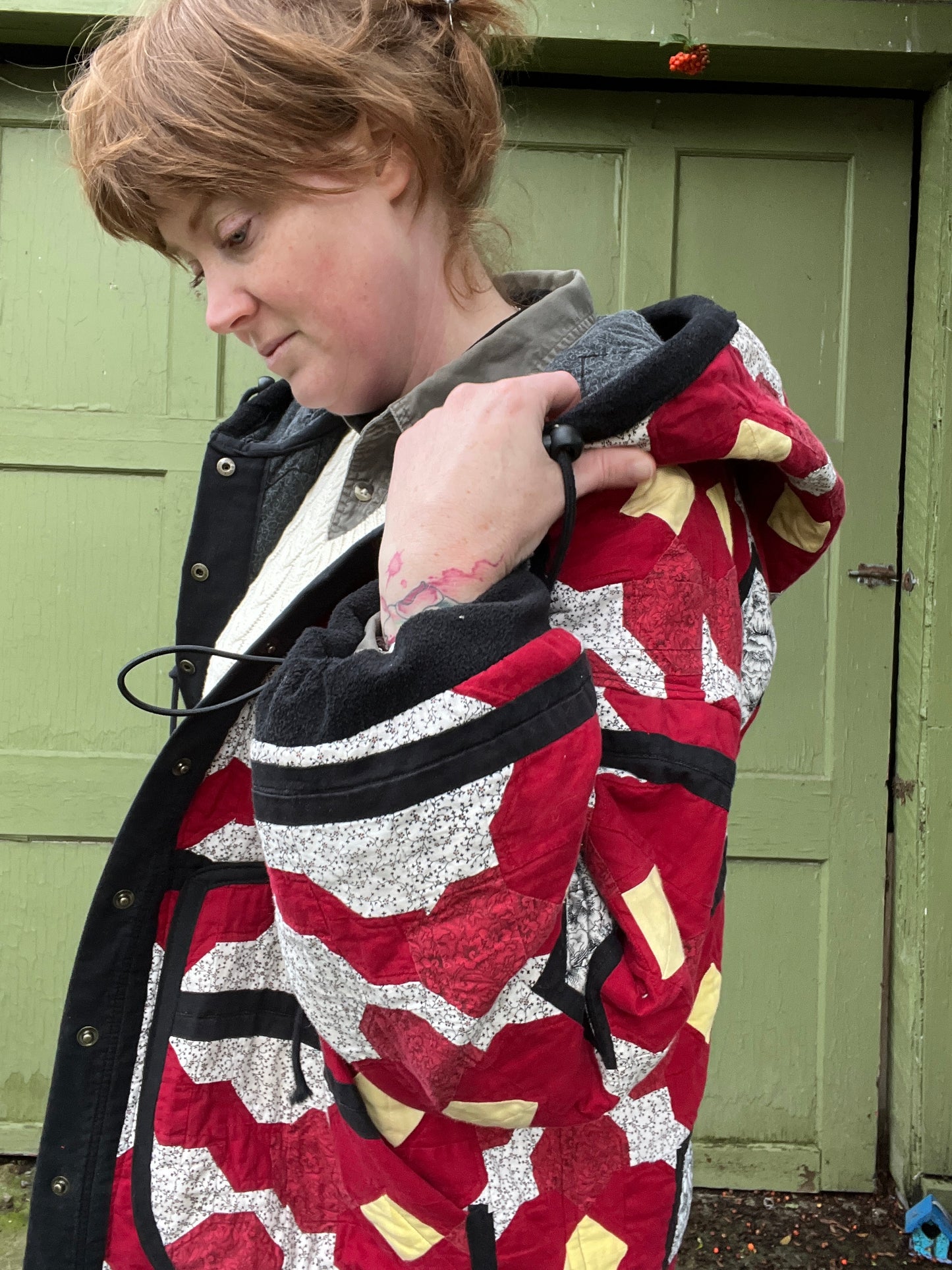 "Hood in the Woods" - Hooded Quilt Coat -L/XL