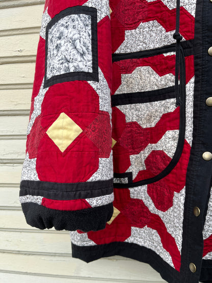 "Hood in the Woods" - Hooded Quilt Coat -L/XL
