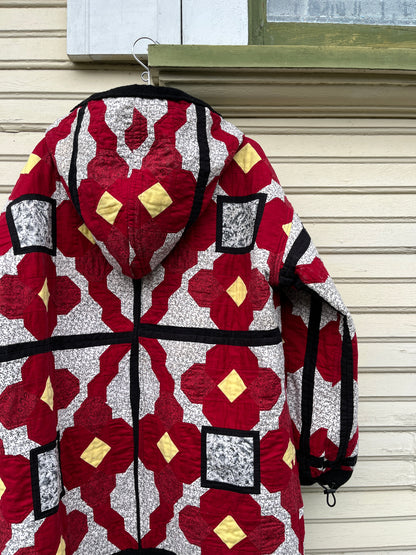 "Hood in the Woods" - Hooded Quilt Coat -L/XL