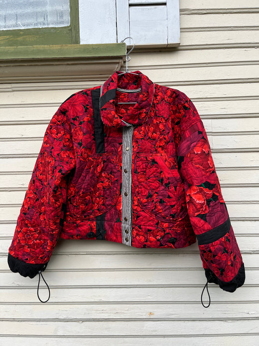 "Little Red" - Cropped Quilt Coat - M