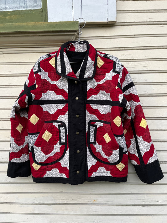 "Poppy Geometry" - Chore Coat - M