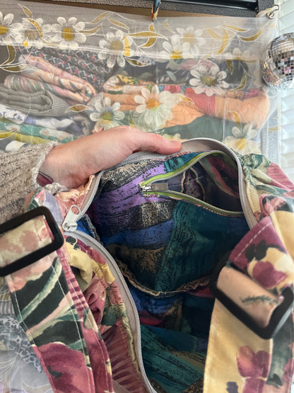 "Dusky Floral" Ruched Crescent Bag