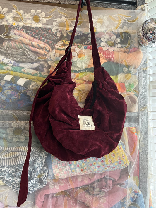 "Plum Suede" Ruched Crescent Bag *Sample*