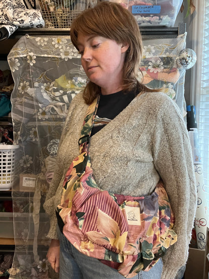 "Dusky Floral" Ruched Crescent Bag