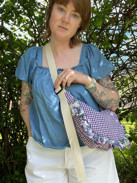 "Violet Picnic" Classic Crescent Bag