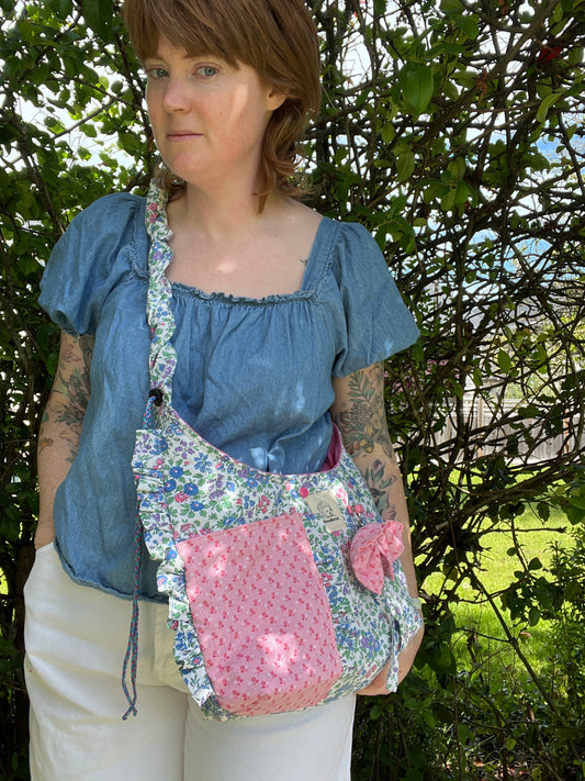 "Wildflower Walk" Ruffle Strap Messenger
