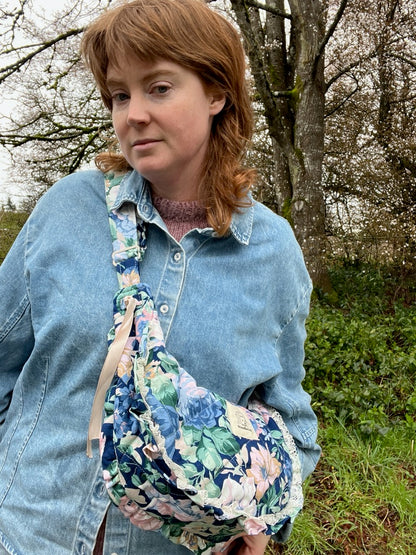 "Blue Rose Briar" Classic Crescent Bag