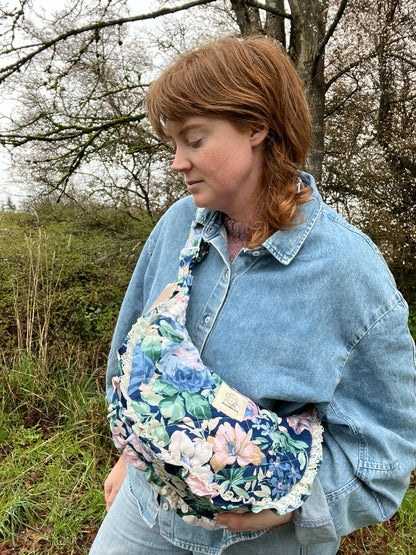 "Blue Rose Briar" Classic Crescent Bag