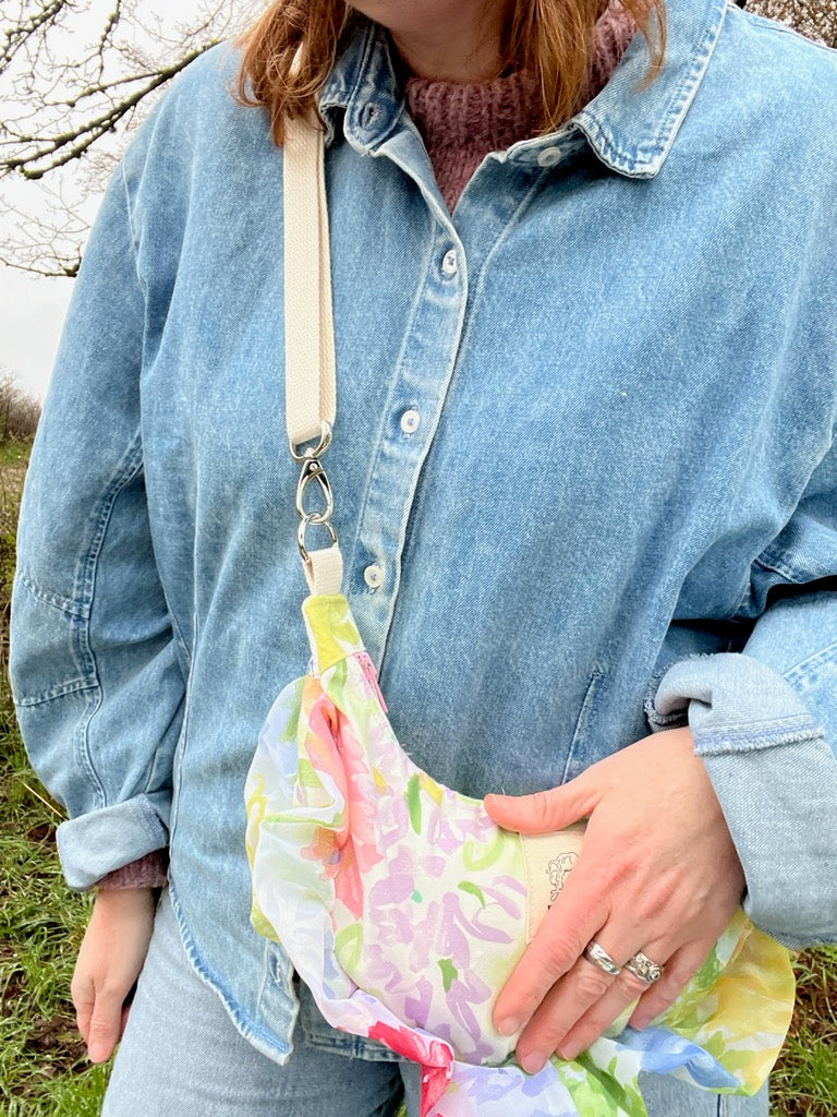 "Ruffled Posy" Sidekick Crescent Bag