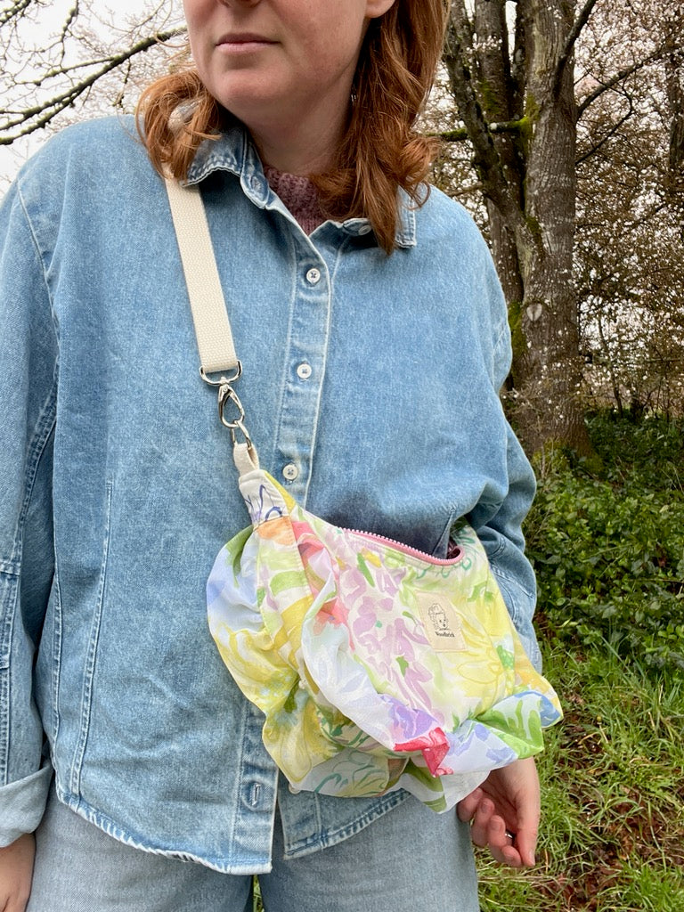 "Ruffled Posy" Sidekick Crescent Bag