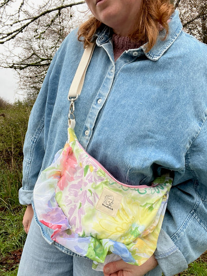 "Ruffled Posy" Sidekick Crescent Bag