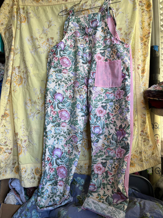 “Dianthus Stripes” Adult Dungarees - Large