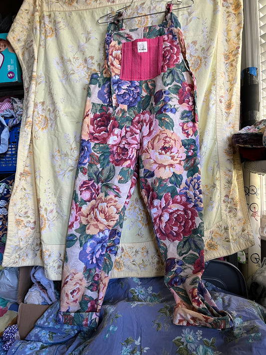“Peony power” Adult Dungarees - Medium