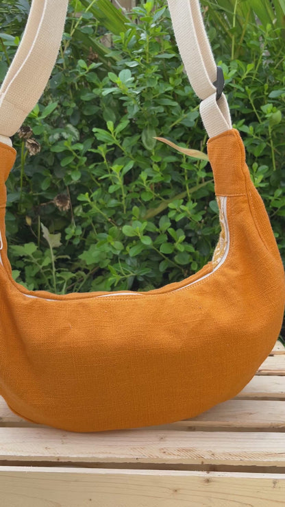 "Reverse Golden Harvest"  Pocket Crescent Bag