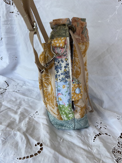 "Golden Hour" Upcycled Crossbody Water Bottle Sling with Side Opening