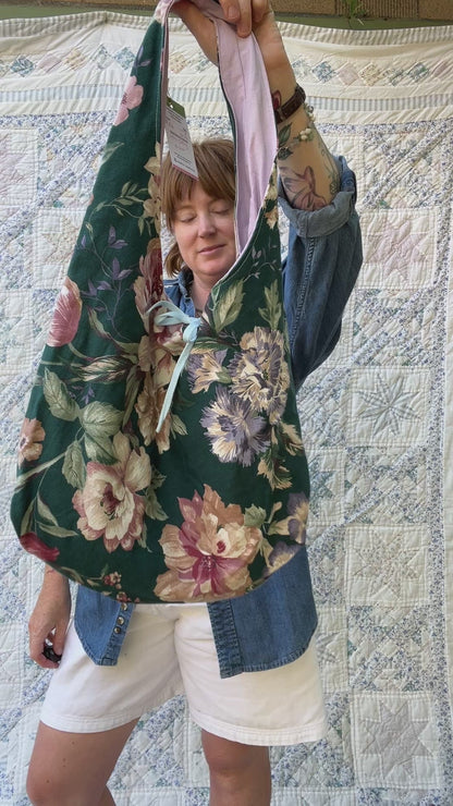 "Rich in Flowers" Slouchy Tote - Large