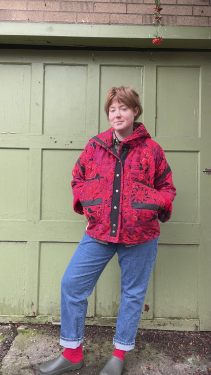 "To Grandmother's House" Hooded Quilt Coat - XL