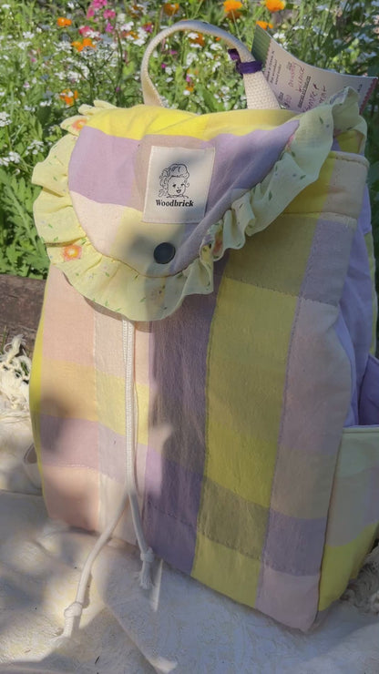 "Sunny Skies" Quilted Drawstring Backpack - Sample
