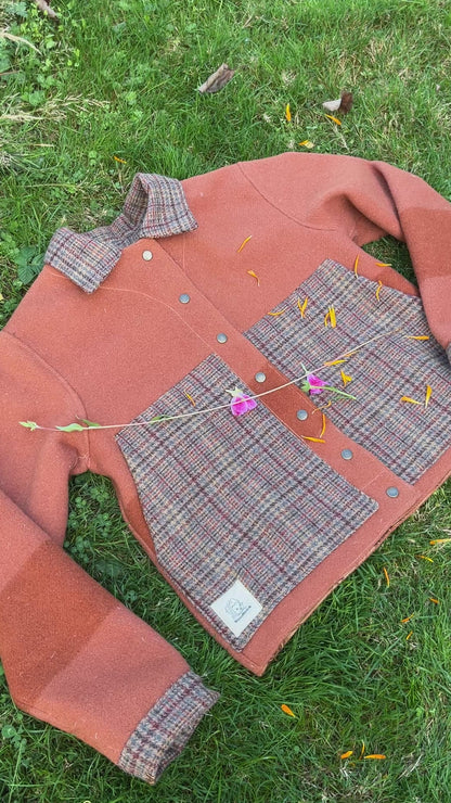 "Maple Leaf" Upcycled Wool Blanket Coat - Chore Coat - M/L