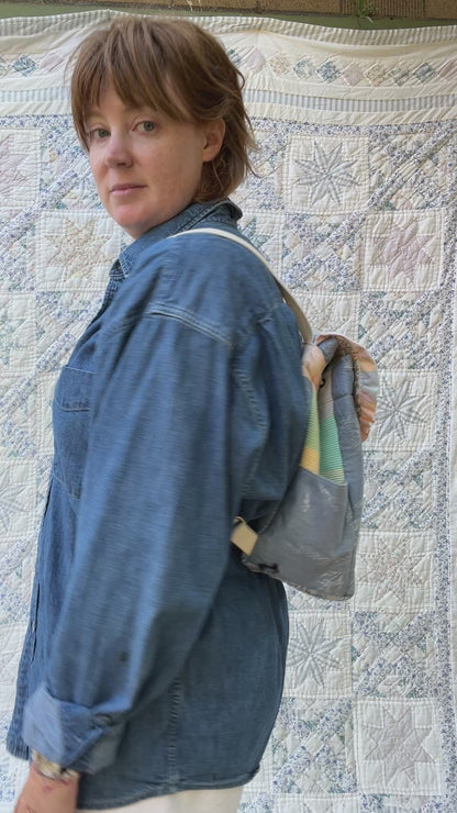 "Shimmering Water" Quilted Drawstring Backpack