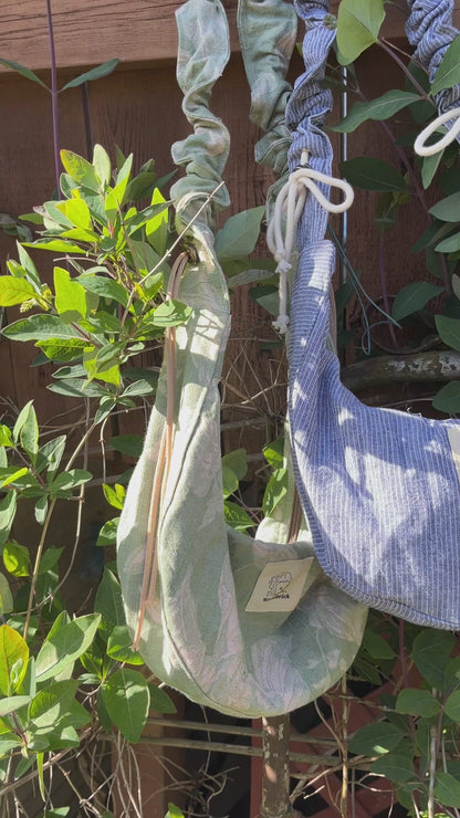 "Crushed Path" Upcycled Ruched Strap Classic Crescent Bag